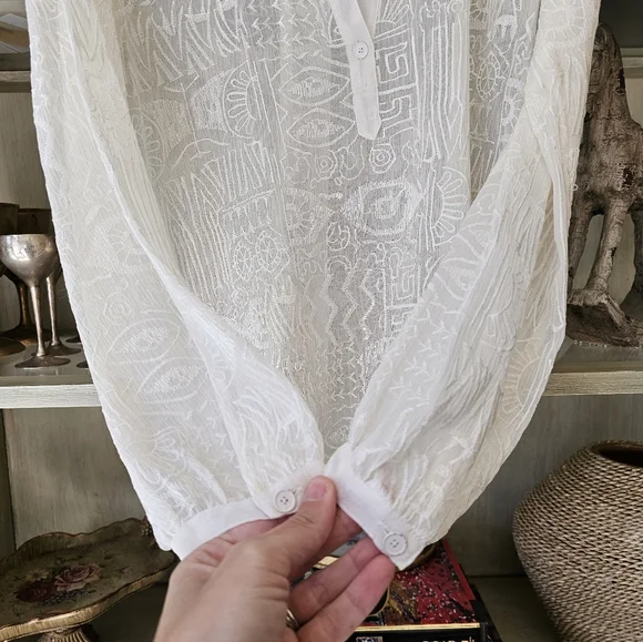 Rebecca Taylor Silk Aztec Embroidered Blouse - Picture 5 of 8